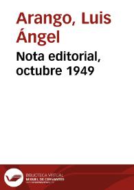 Portada:Nota editorial, octubre 1949