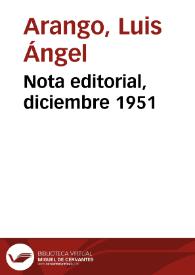 Portada:Nota editorial, diciembre 1951