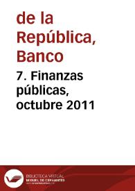 Portada:7. Finanzas públicas, octubre 2011