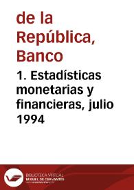 Portada:1. Estadísticas monetarias y financieras, julio 1994