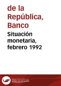 Portada:Situación monetaria, febrero 1992