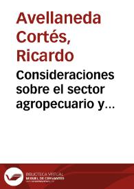 Portada:Consideraciones sobre el sector agropecuario y agroindustrial frente a la apertura internacional