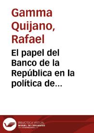 Portada:El papel del Banco de la República en la política de estabilización