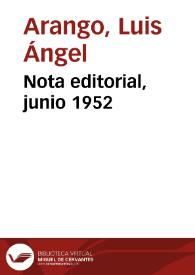 Portada:Nota editorial, junio 1952
