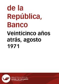 Portada:Veinticinco años atrás, agosto 1971