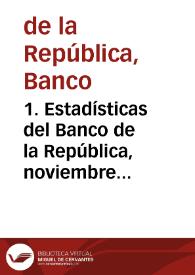 Portada:1. Estadísticas del Banco de la República, noviembre 1957