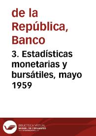 Portada:3. Estadísticas monetarias y bursátiles, mayo 1959