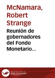 Portada:Reunión de gobernadores del Fondo Monetario Internacional y del Banco Mundial