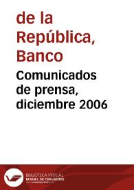 Portada:Comunicados de prensa, diciembre 2006