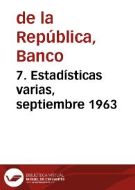 Portada:7. Estadísticas varias, septiembre 1963