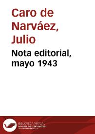 Portada:Nota editorial, mayo 1943