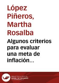 Portada:Algunos criterios para evaluar una meta de inflación de largo plazo