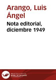 Portada:Nota editorial, diciembre 1949