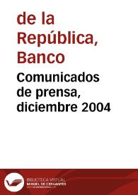 Portada:Comunicados de prensa, diciembre 2004