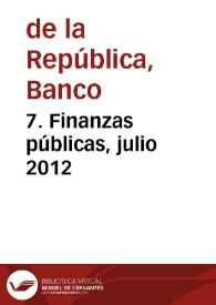 Portada:7. Finanzas públicas, julio 2012