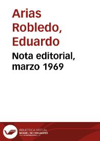 Portada:Nota editorial, marzo 1969