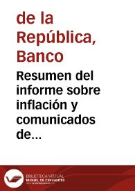 Portada:Resumen del informe sobre inflación y comunicados de prensa, agosto 2005