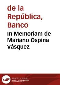 Portada:In Memoriam de Mariano Ospina Vásquez