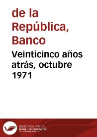 Portada:Veinticinco años atrás, octubre 1971