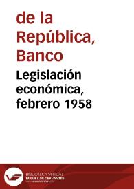 Portada:Legislación económica, febrero 1958