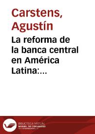 Portada:La reforma de la banca central en América Latina: logros y desafíos