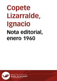 Portada:Nota editorial, enero 1960