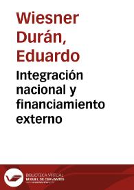 Portada:Integración nacional y financiamiento externo