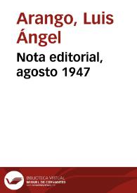 Portada:Nota editorial, agosto 1947