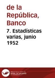 Portada:7. Estadísticas varias, junio 1952