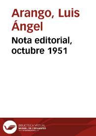 Portada:Nota editorial, octubre 1951