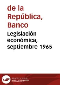 Portada:Legislación económica, septiembre 1965