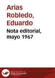 Portada:Nota editorial, mayo 1967