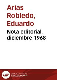 Portada:Nota editorial, diciembre 1968