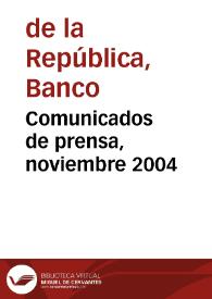 Portada:Comunicados de prensa, noviembre 2004