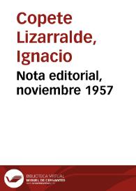 Portada:Nota editorial, noviembre 1957