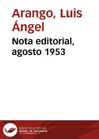 Portada:Nota editorial, agosto 1953