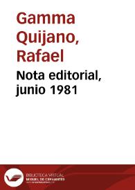 Portada:Nota editorial, junio 1981