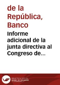 Portada:Informe adicional de la junta directiva al Congreso de la República