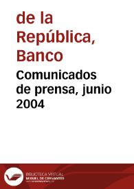 Portada:Comunicados de prensa, junio 2004