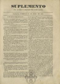 Portada:Suplemento de actos y decretos oficiales, domingo 15 de junio de 1856