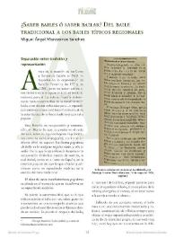 Portada:¿Saber bailes ó saber bailar? Del baile tradicional a los bailes típicos regionales / Miguel Ángel Montesinos Sánchez