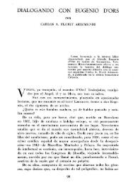 Portada:Dialogando con Eugenio d'Ors / por Carlos A. Florit Arizmendi