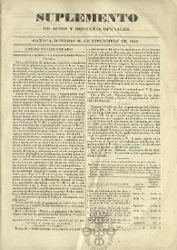 Portada:Suplemento de actos y decretos oficiales, domingo 28 de septiembre de 1856