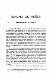 Portada:Sancho de Muñón. Datos para su biografía / Amalio Huarte
