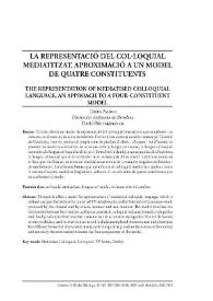 Portada:La representació del col.loquial mediatitzat. Aproximació a un model de quatre constituents / David Paloma