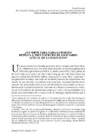 Portada:¿No sirve para nada la poesía? Réplica a tres voces en el escenario actual de la discusión / Araceli Iravedra