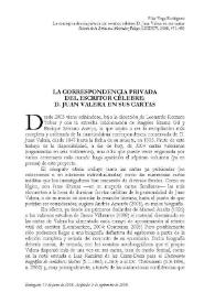 Portada:La correspondencia privada del escritor célebre: D. Juan Valera en sus cartas / Pilar Vega Rodríguez