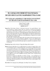 Portada:El català en l'edició valenciana de les \"Regulae\" de Masparrautha (1498) / Javier Giralt Latorre