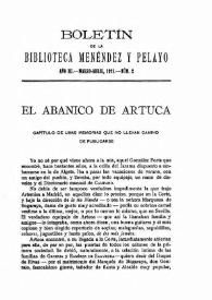 Portada:El abanico de Artuca. Capítulo de unas memorias que no llevan camino de publicarse / Conde de Las Navas