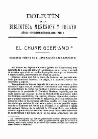 Portada:El Churriguerismo / discurso inédito de Juan Agustín Ceán Bermúdez